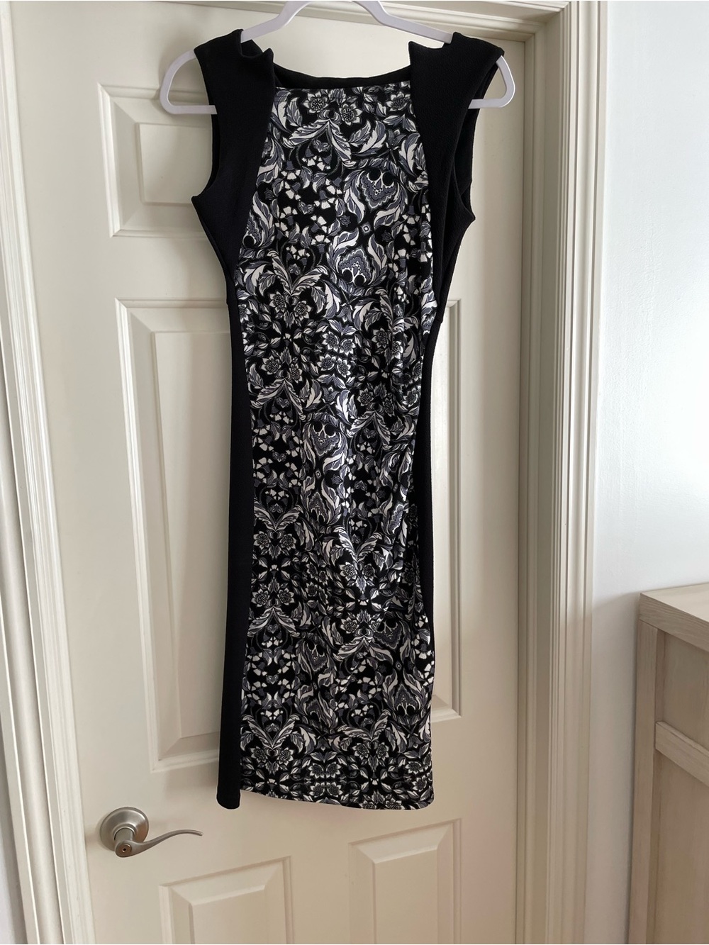 Feverfish Black & White Floral Sheath Dress